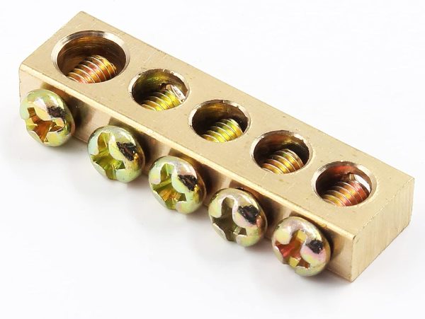 Bonsicoky Brass Ground Bar 5 Positions Screw Terminal-5