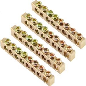 Bonsicoky Screw Terminal Ground Bar Brass 8 Positions-0