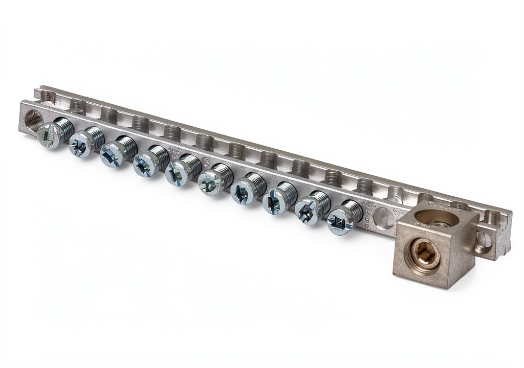 Siemens EC2GB122 grounding bar mounted in an electrical panel
