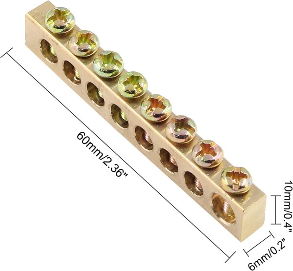 Bonsicoky Screw Terminal Ground Bar Brass 8 Positions-1