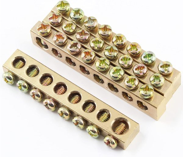 Bonsicoky Screw Terminal Ground Bar Brass 8 Positions-6