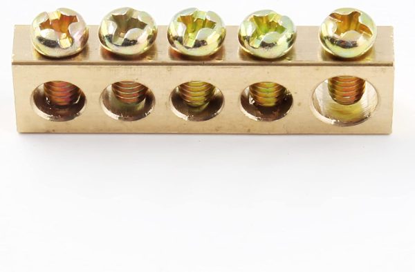 Bonsicoky Brass Ground Bar 5 Positions Screw Terminal-3