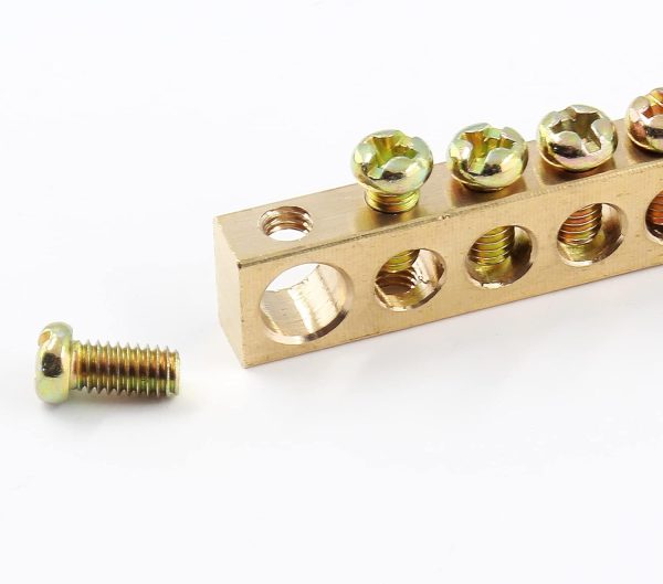 Bonsicoky Screw Terminal Ground Bar Brass 8 Positions-3