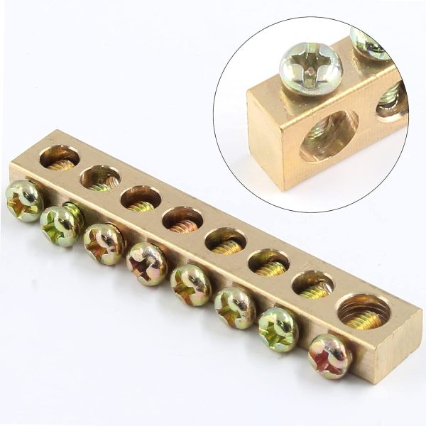 Bonsicoky Screw Terminal Ground Bar Brass 8 Positions-2