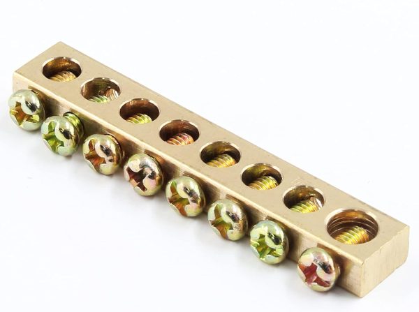 Bonsicoky Screw Terminal Ground Bar Brass 8 Positions-5