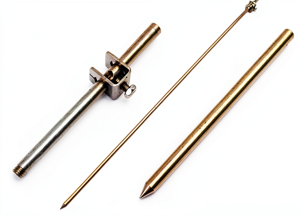 'MOKIKUBA grounding rod with clamp in outdoor soil installation'