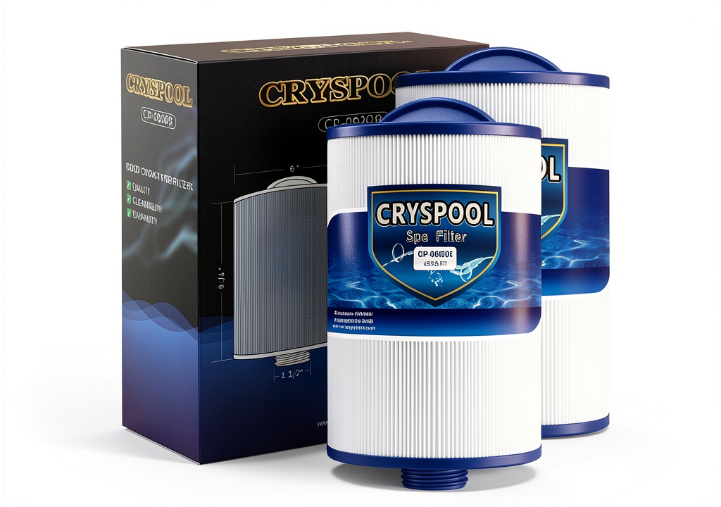 Cryspool cartridge filter installed in a backyard pool