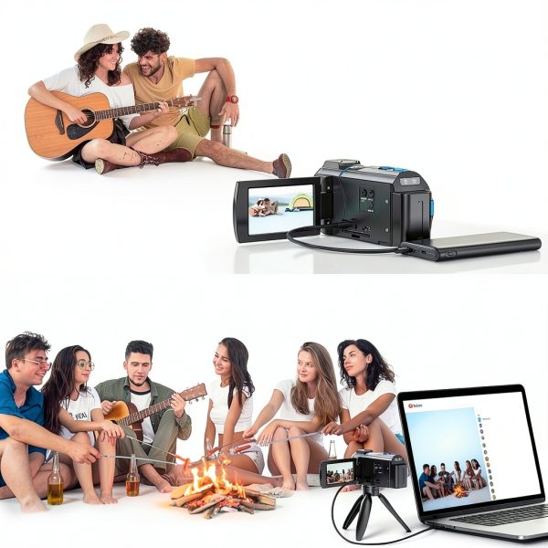 Video Camera Camcorder 4K, 48MP Cam Corder with IR Night Vision, 16X Zoom Vlogging Video for YouTube, 3.0" 270° Rotation Touch Screen Podcast Camera with Battery/32GB SD Card/Remote Control-5