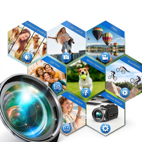4K Video Camera Camcorder UHD 36MP Vlogging Camera for YouTube 18x Digital Zoom 3" 270° Rotation IPS Screen Video Camcorder with Fill Light, Mic, 32GB Card, Battery-4