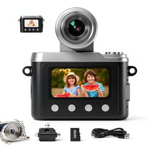Mini Keychain Digital Camera Heliora 1080P Flip Lens 32GB Card Black-0