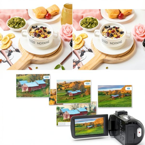 4K Video Camera Camcorder Ultra 48MP Vlogging Camera for YouTube 18X Digital Zoom 3" 270° Rotation IPS Touchscreen Video Camcorder with IR Night Vision, 32GB SD Card, 2 Batteries-2