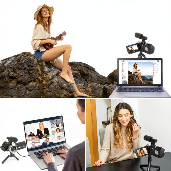 Video Camera, FHD 4K 48MP Recorder for YouTube, 32G SD Card Vlogging Camera for TikTok, 3" 270° Rotation Screen 18X Zoom Vlogging Camcorders, Gift for Kids,Teens,Students,Beginners,Elders-2