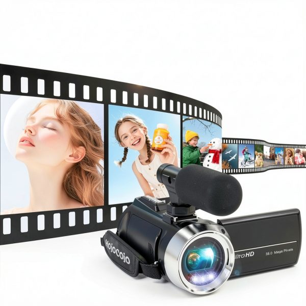 4K Video Camera Camcorder UHD 36MP Vlogging Camera for YouTube 18x Digital Zoom 3" 270° Rotation IPS Screen Video Camcorder with Fill Light, Mic, 32GB Card, Battery-2