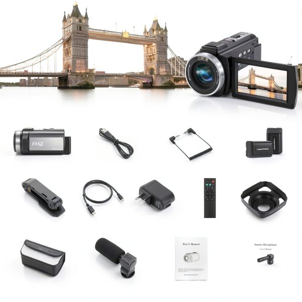 Video Camera Camcorder Full HD 1080P 30FPS 36MP IR Night Vision Vlogging Camera for YouTube,3.0 Inch 270 Degree Rotation LCD 16X Digital Zoom Camcorder Camera with 2 Batteries Microphone-7