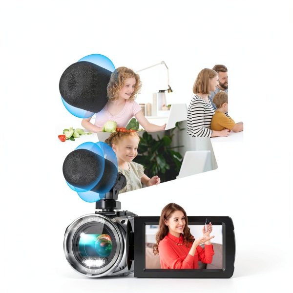4K Video Camera Camcorder UHD 36MP Vlogging Camera for YouTube 18x Digital Zoom 3" 270° Rotation IPS Screen Video Camcorder with Fill Light, Mic, 32GB Card, Battery-6