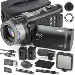 True 5K Video Camera Camcorder 48MP - WiFi, 16X Digital Zoom Autofocus, with 3" 270° IPS Screen, 32GB Card, 2 Batteries & Mic, Vlogging Camera for YouTube Travel Recorder (Black)-0