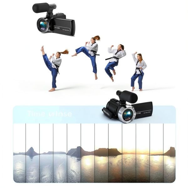 4K Video Camera Camcorder UHD 36MP Vlogging Camera for YouTube 18x Digital Zoom 3" 270° Rotation IPS Screen Video Camcorder with Fill Light, Mic, 32GB Card, Battery-5