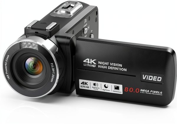 Camcorder Video Camera 4K HD 80MP V107 Black by Peryoua-0