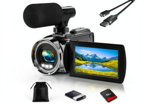 4K Video Camera Camcorder UHD 36MP Vlogging Camera for YouTube 18x Digital Zoom 3" 270° Rotation IPS Screen Video Camcorder with Fill Light, Mic, 32GB Card, Battery-0