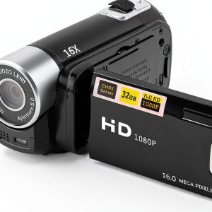 Digital Camcorder, Portable 1080P High Definition Digital Video Camera DV Camcorder 16X Zoom 270° Rotation Built-in Battery with SD Card for Students Teens Beginner-0