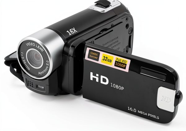 Digital Camcorder, Portable 1080P High Definition Digital Video Camera DV Camcorder 16X Zoom 270° Rotation Built-in Battery with SD Card for Students Teens Beginner-0
