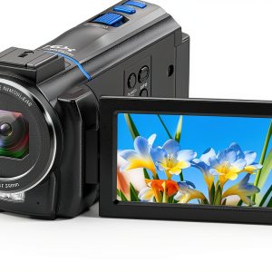 Video Camera Camcorder 4K, 48MP Cam Corder with IR Night Vision, 16X Zoom Vlogging Video for YouTube, 3.0" 270° Rotation Touch Screen Podcast Camera with Battery/32GB SD Card/Remote Control-0