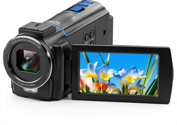 Video Camera Camcorder 4K, 48MP Cam Corder with IR Night Vision, 16X Zoom Vlogging Video for YouTube, 3.0" 270° Rotation Touch Screen Podcast Camera with Battery/32GB SD Card/Remote Control-0
