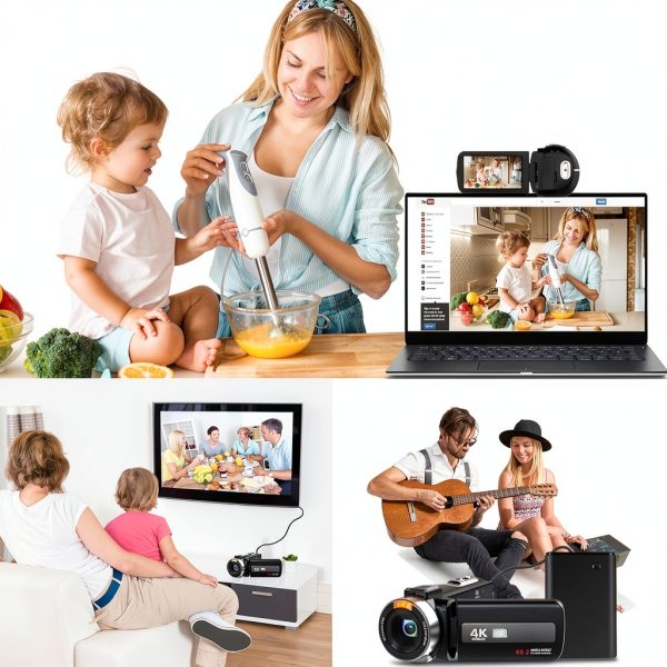 4K Video Camera Camcorder Ultra 48MP Vlogging Camera for YouTube 18X Digital Zoom 3" 270° Rotation IPS Touchscreen Video Camcorder with IR Night Vision, 32GB SD Card, 2 Batteries-6
