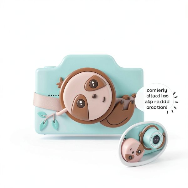 Kidamento Kids Digital Camera & Video Camcorder with Touchscreen, Soft Silicone Casing, Detachable Lens Cap, 32GB Memory Card - Model K Zippy The Sloth-2
