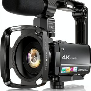 FJFJOPK 4K Camcorder HDV-3051L Black 64MP with 18X Zoom Night Vision-0