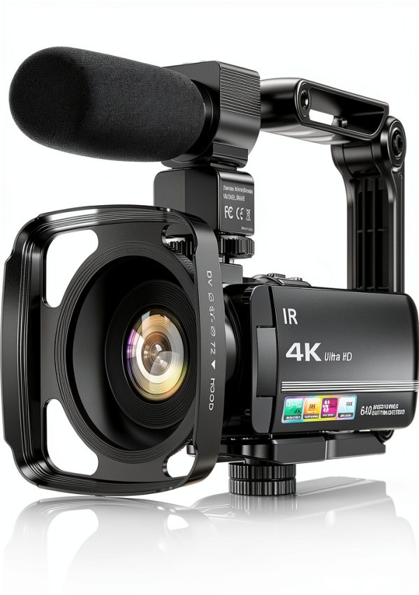 FJFJOPK 4K Camcorder HDV-3051L Black 64MP with 18X Zoom Night Vision-0