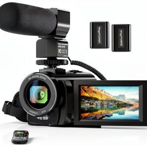 Video Camera Camcorder Digital YouTube Vlogging Camera Recorder FHD 1080P 24.0MP 3.0 Inch 270 Degree Rotation Screen 16X Digital Zoom Camcorder with Microphone,Remote Control and 2 Batteries-0