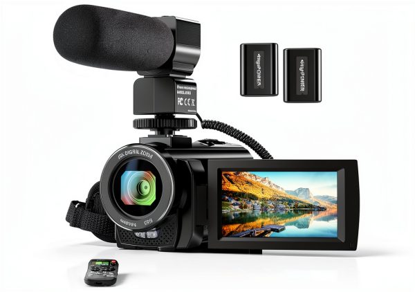 Video Camera Camcorder Digital YouTube Vlogging Camera Recorder FHD 1080P 24.0MP 3.0 Inch 270 Degree Rotation Screen 16X Digital Zoom Camcorder with Microphone,Remote Control and 2 Batteries-0