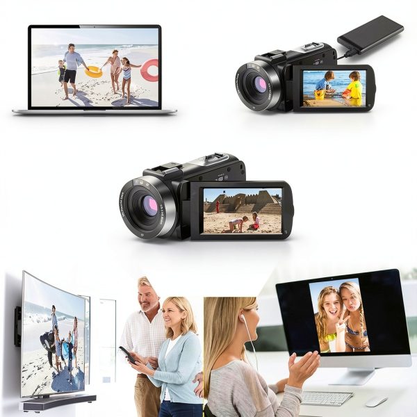 Video Camera Camcorder Full HD 1080P 30FPS 24.0 MP IR Night Vision Vlogging Camera Recorder 3.0 Inch IPS Screen 16X Zoom Camcorders Remote Control with 2 Batteries-4