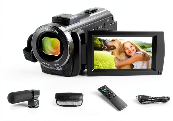 Video Camera Camcorder Digital YouTube Vlogging Camera Recorder FHD 1080P 24.0MP 3.0 Inch 270 Degree Rotation Screen 16X Digital Zoom Camcorder with Microphone,Remote Control and 2 Batteries-6