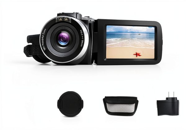 Video Camera Camcorder Full HD 1080P 30FPS 24.0 MP IR Night Vision Vlogging Camera Recorder 3.0 Inch IPS Screen 16X Zoom Camcorders Remote Control with 2 Batteries-6