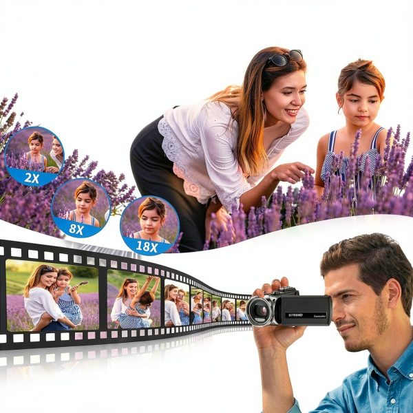 Video Camera Camcorder FHD 1080P 36MP YouTube Vlogging Camera Recorder 3.0 Inch 270 Degree Rotation Screen 18X Digital Zoom Camcorders with Microphone,32GB SD Card and 2 Batteries-8