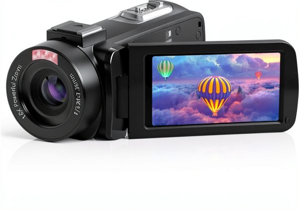 Video Camera, Full HD 1080P 30MP Camcorder, Vlogging Camera for YouTube with Infrared Night Vision, 18X Digital Zoom 3.0“ LCD Screen Digital Camera, Video Recorder with Remote Control and Battery-0