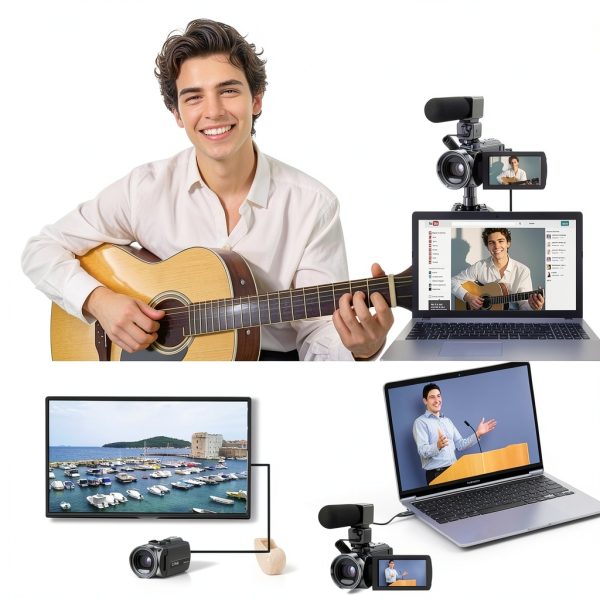 Video Camera Camcorder FHD 1080P 36MP YouTube Vlogging Camera Recorder 3.0 Inch 270 Degree Rotation Screen 18X Digital Zoom Camcorders with Microphone,32GB SD Card and 2 Batteries-2