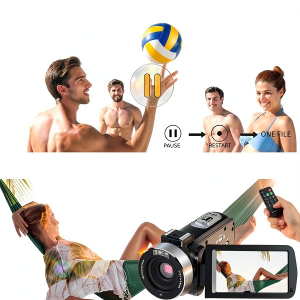 Video Camera Camcorder Full HD 1080P 30FPS 24.0 MP IR Night Vision Vlogging Camera Recorder 3.0 Inch IPS Screen 16X Zoom Camcorders Remote Control with 2 Batteries-3
