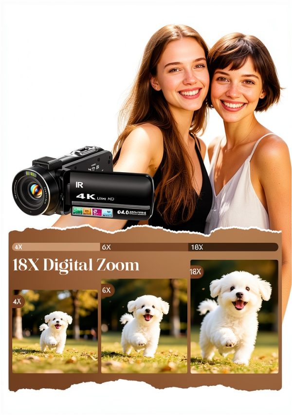 4K Video Camera ZYDIIE Camcorder HDV-3051L Black 64MP 18x Zoom-2