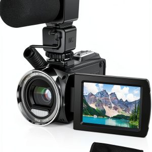 Video Camera Camcorder FHD 1080P 36MP YouTube Vlogging Camera Recorder 3.0 Inch 270 Degree Rotation Screen 18X Digital Zoom Camcorders with Microphone,32GB SD Card and 2 Batteries-0