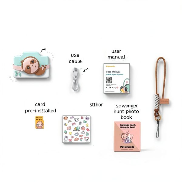 Kidamento Kids Digital Camera & Video Camcorder with Touchscreen, Soft Silicone Casing, Detachable Lens Cap, 32GB Memory Card - Model K Zippy The Sloth-8